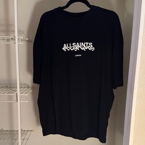 All Saints Black Tee with White Logo